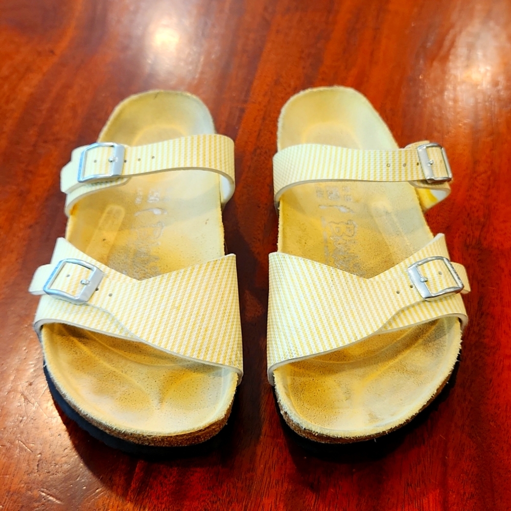 Yellow Striped Birki's Sandles 39/8
